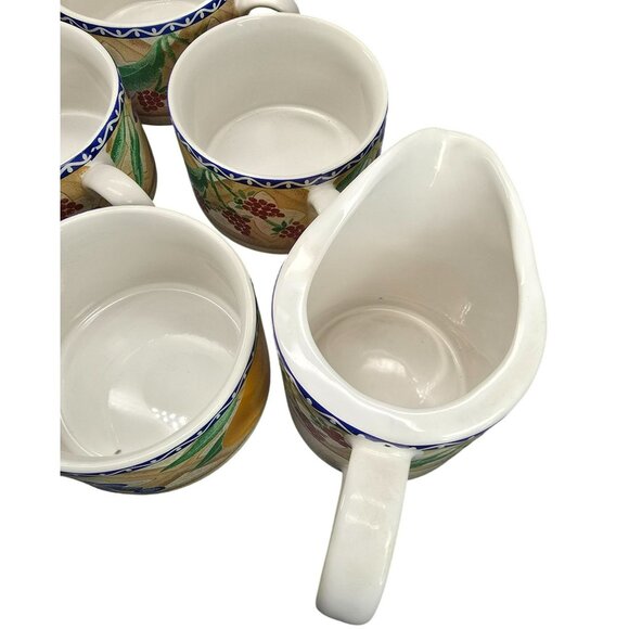 Sango Delight Ceramic Fruit-Themed Mugs Sugar Bowl & Creamer Set JJ3830 - Picture 10 of 11